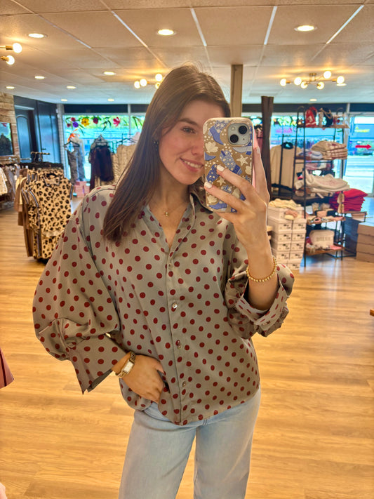 "Lynn" Polka Dot Button Down