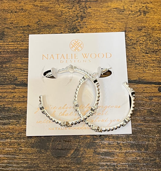 Natalie Wood Beaded Cross Hoop Earrings