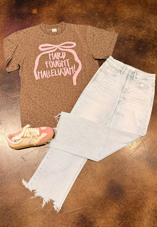 "Hard Fought Hallelujah" Leopard Tee