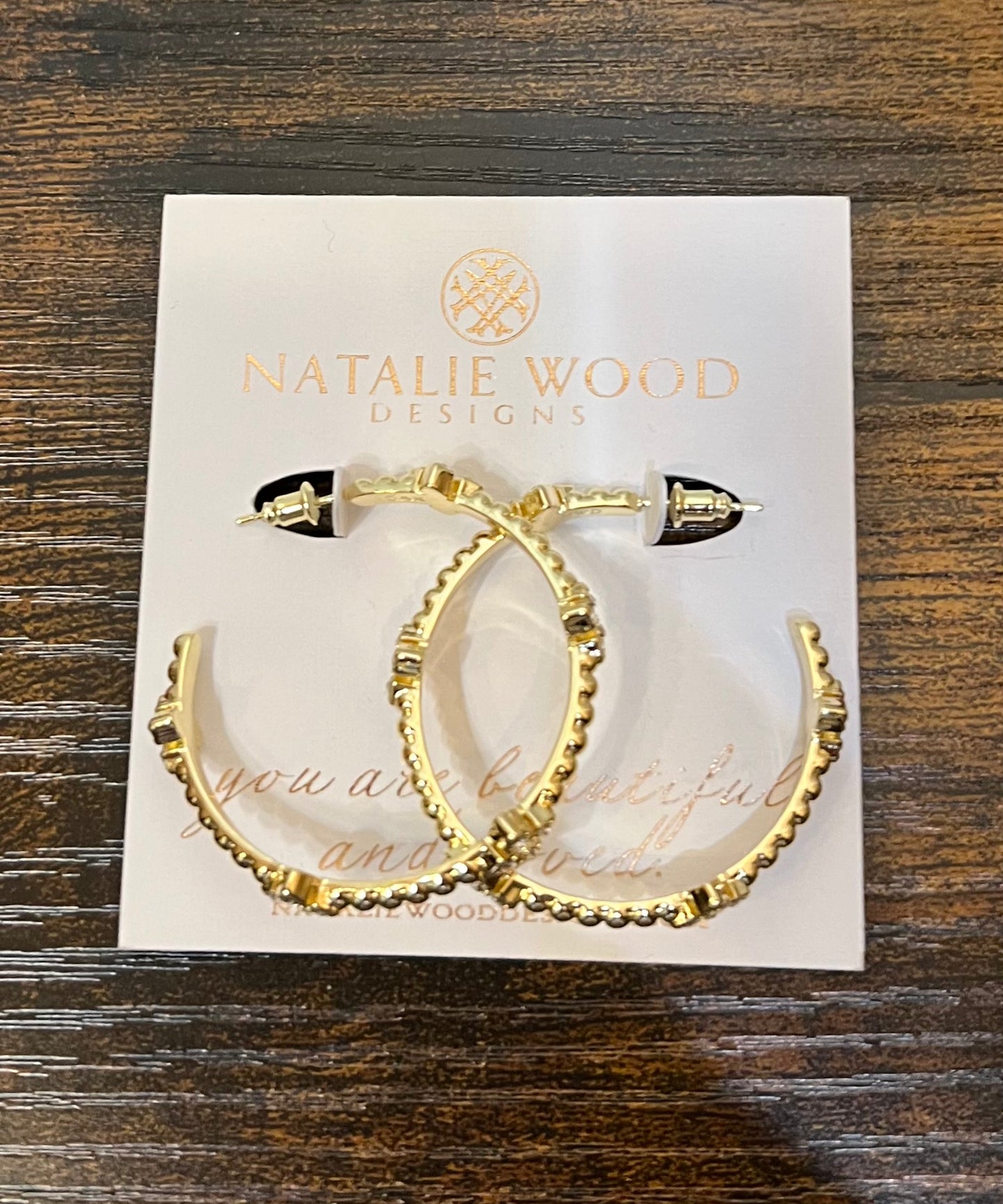 Natalie Wood Beaded Cross Hoop Earrings