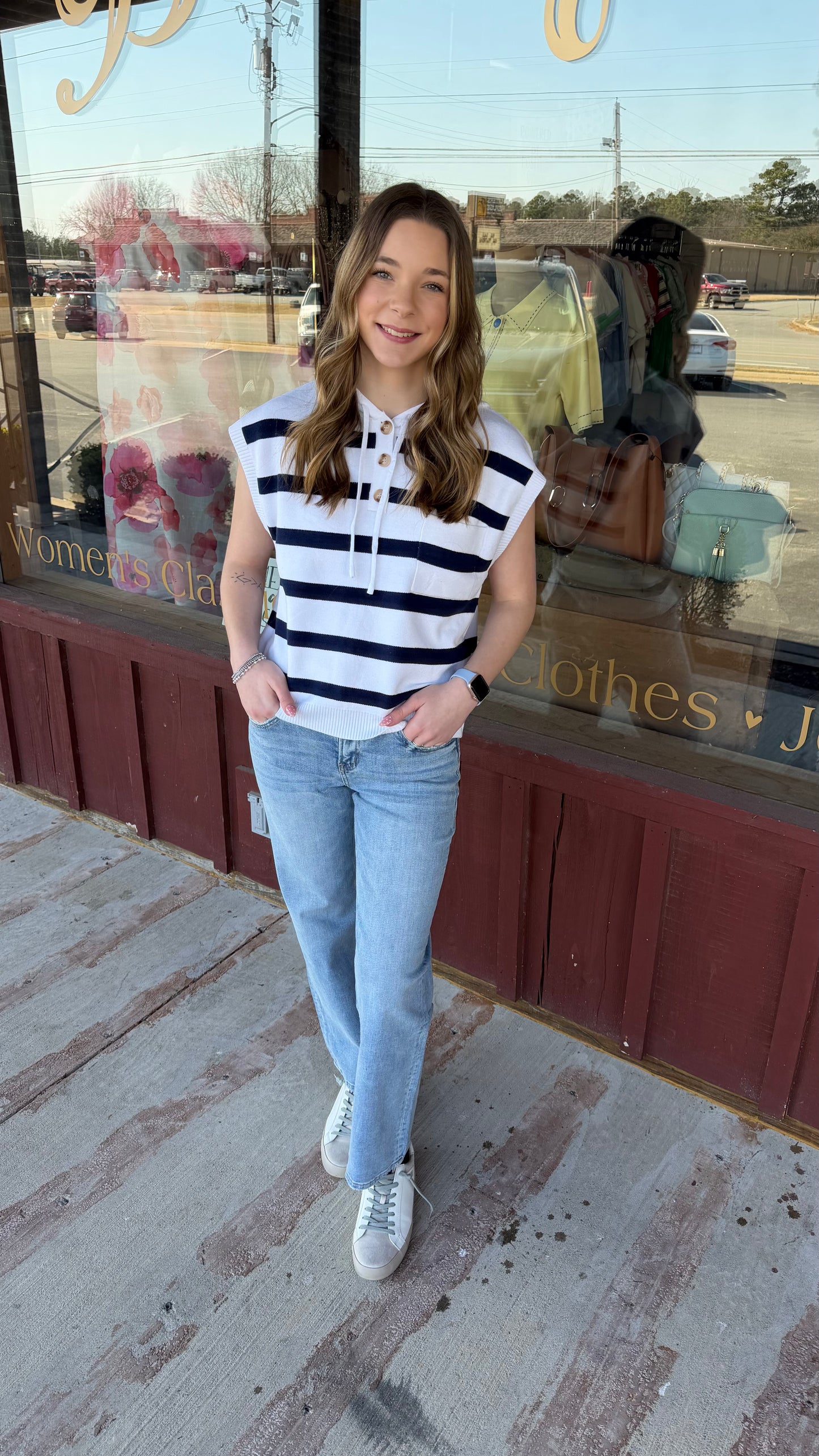 "Ashlee" Striped Hoodie Sweater Top