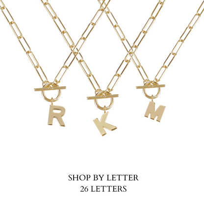 Gold Initial Toggle Necklace