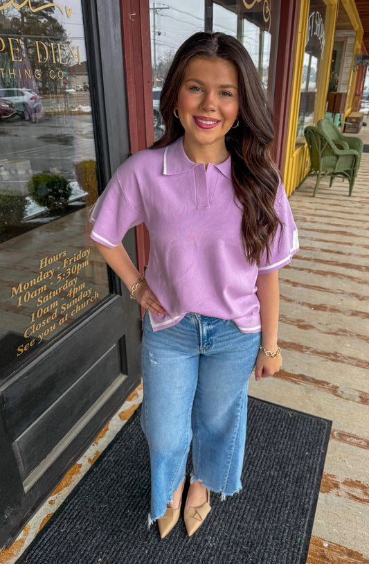 "Maive" Collared Sweater Top