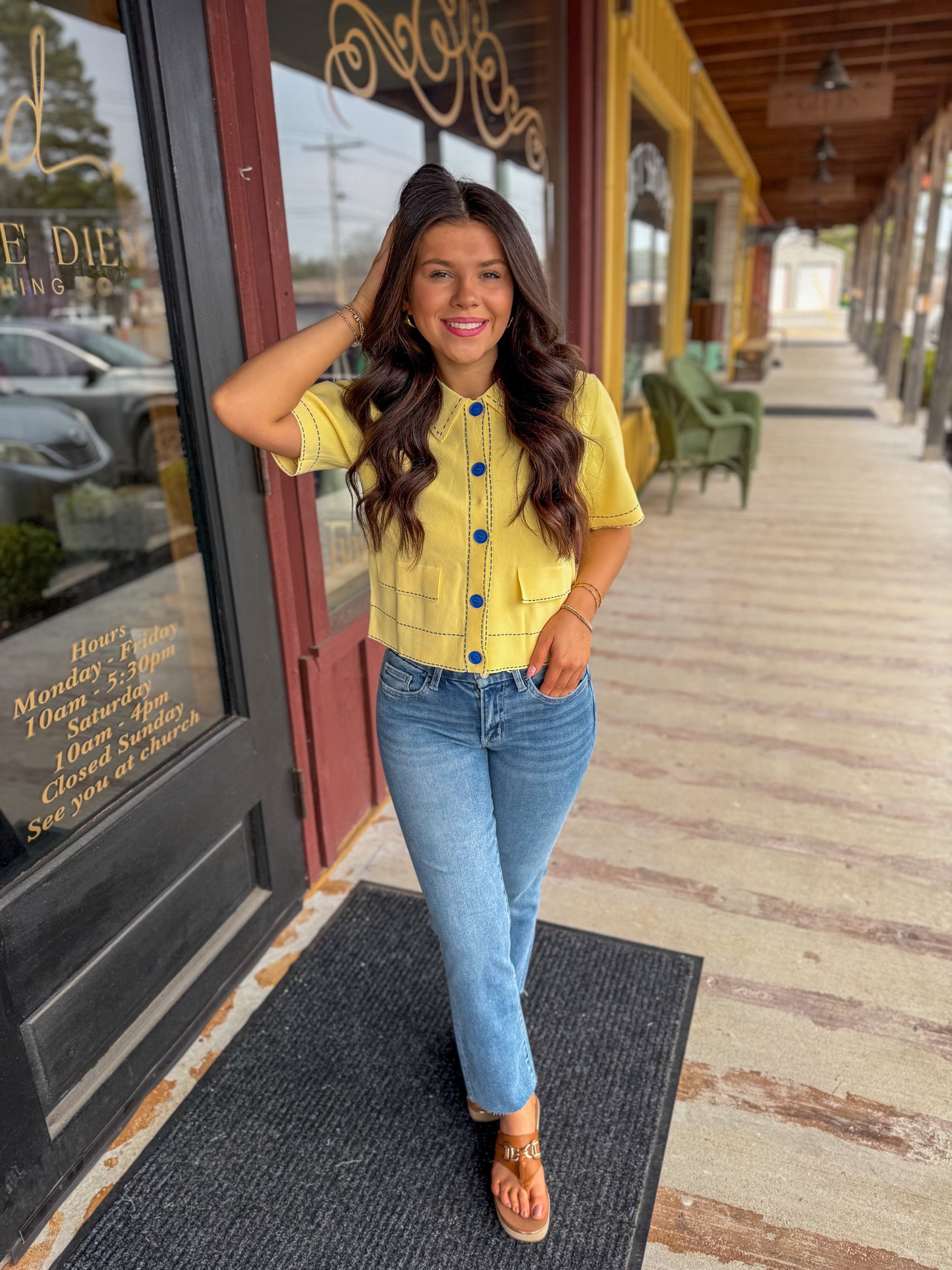 "Caraline" contrast stitch button up