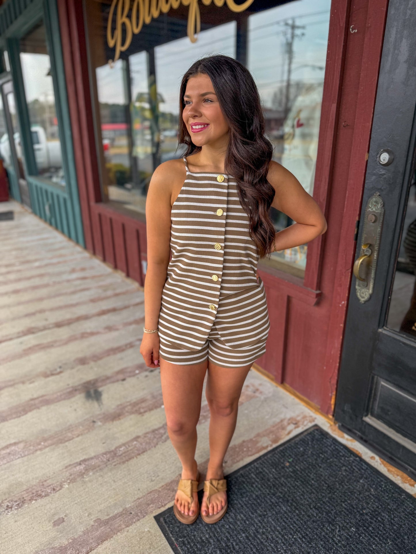 "Taylor" Striped Gold Button Set