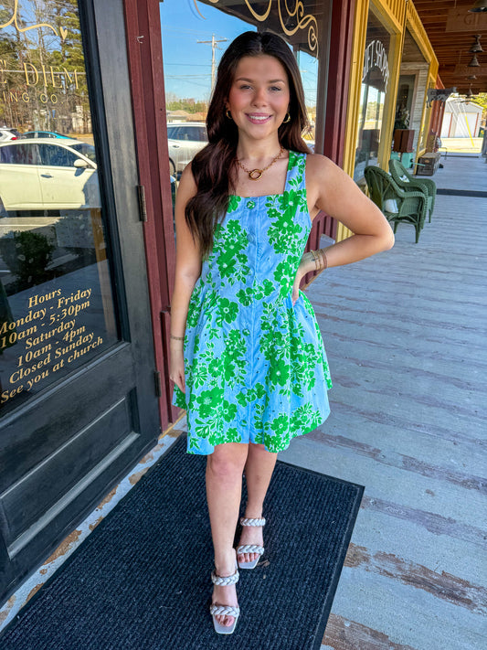 "Adrienne" Floral Eyelet Mini Dress