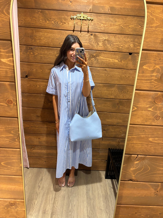 Collared Striped Midi Dress
