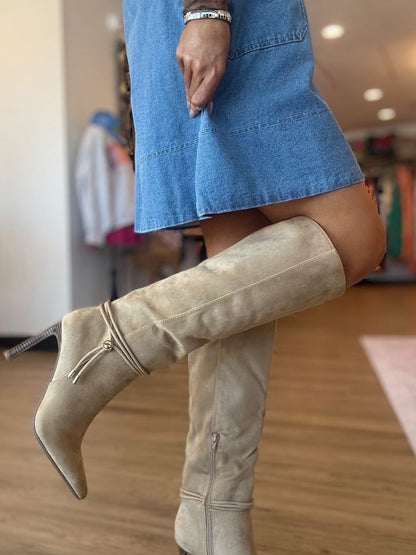 MIA Niko Beige Suede Stiletto Boot