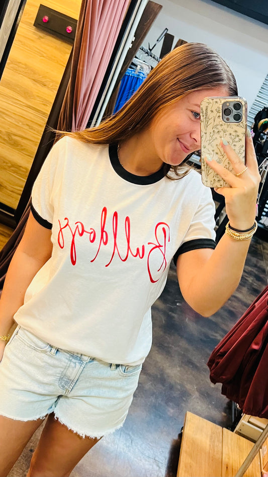 Cursive Bulldogs Raglan Tee