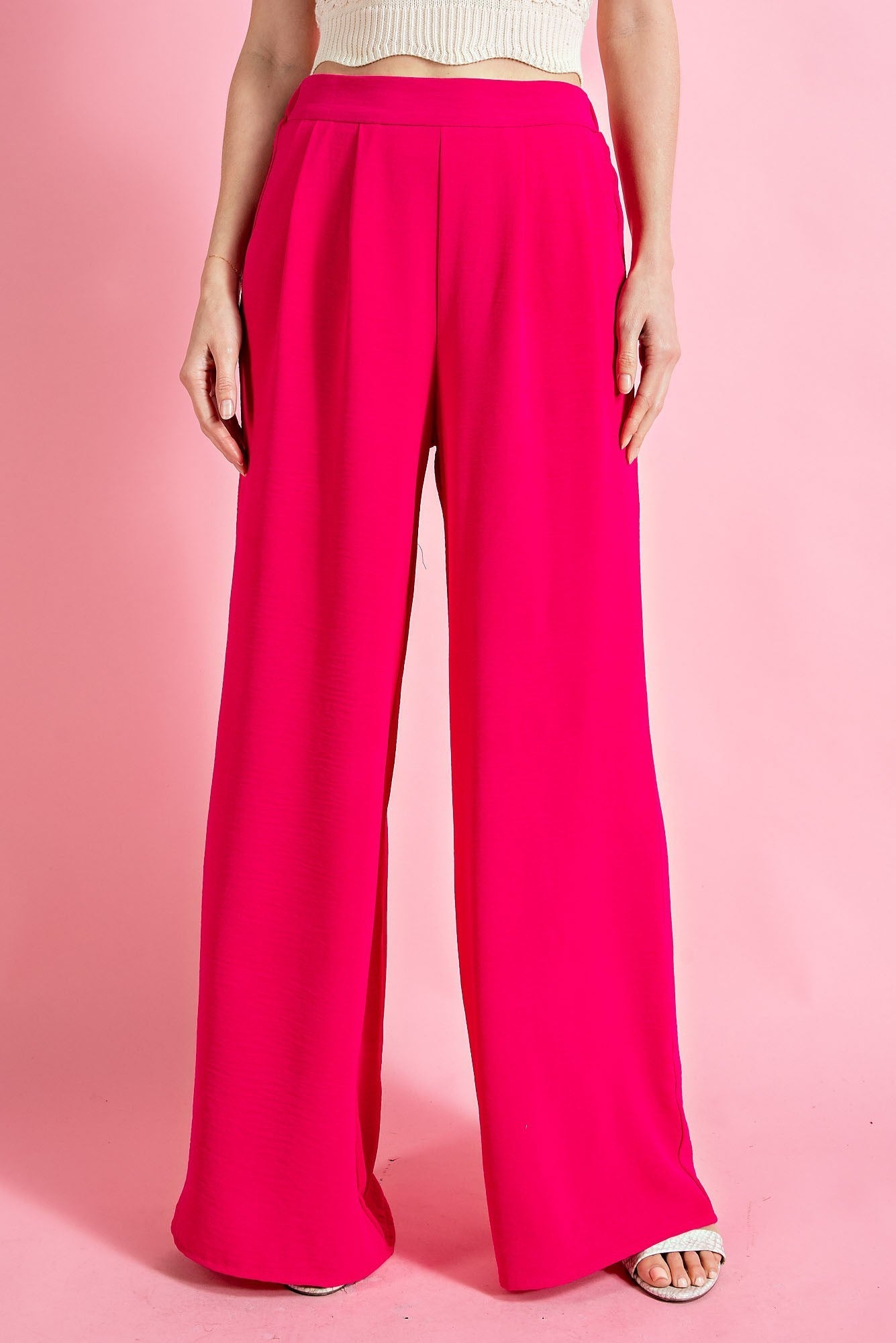 Perfect Pink Wide Leg Curvy Pants