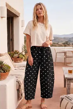 "Liana" Polka Dot Barrel Pants