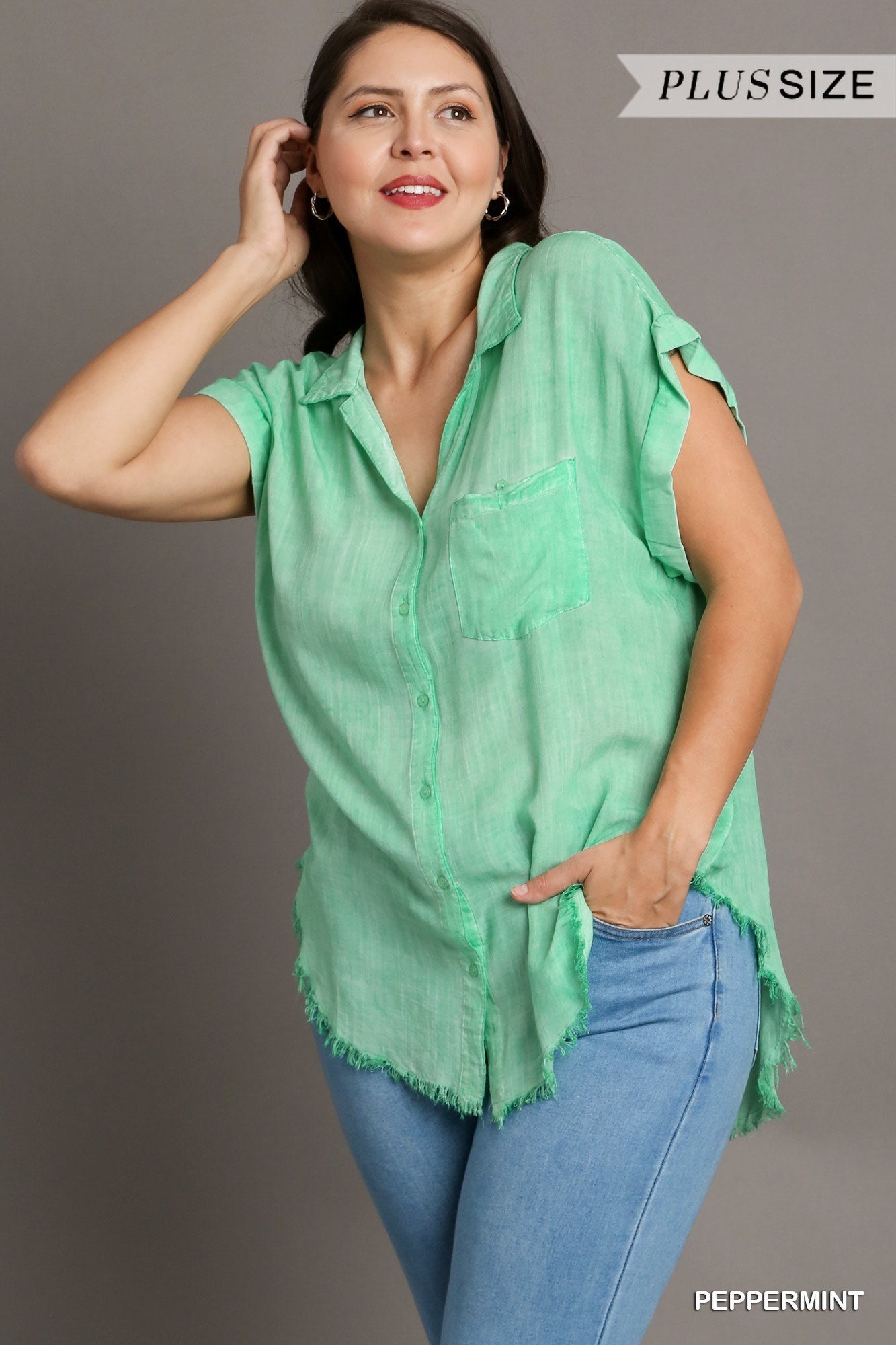 "Kaylee'  Mineral Wash Button Up Top