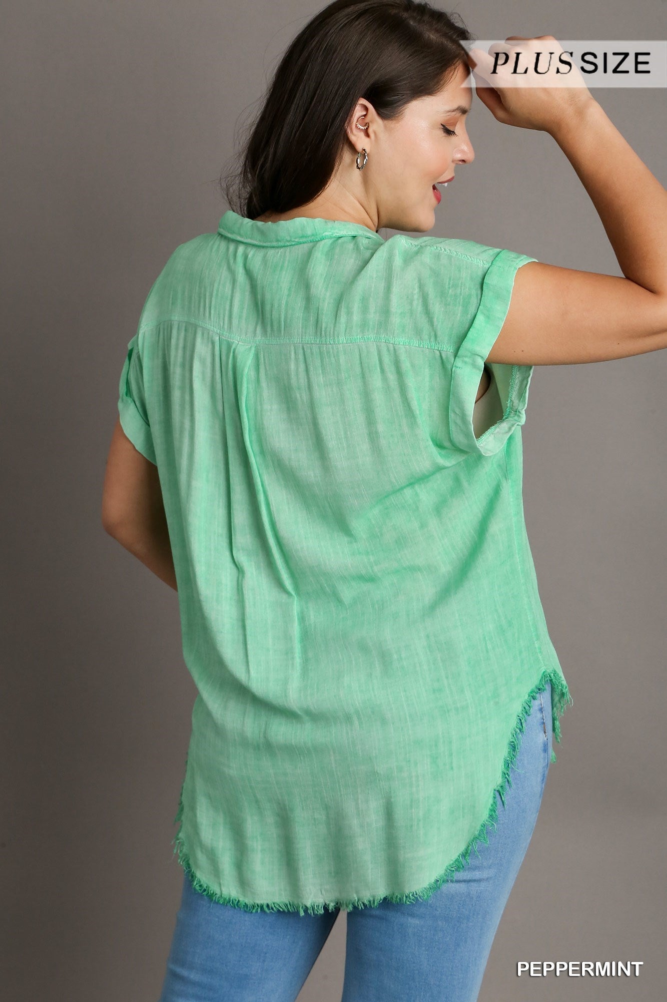 "Kaylee'  Mineral Wash Button Up Top