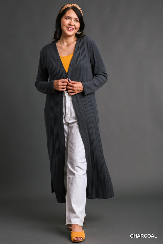 Throw and Go Charcoal Ribbed Cardigan