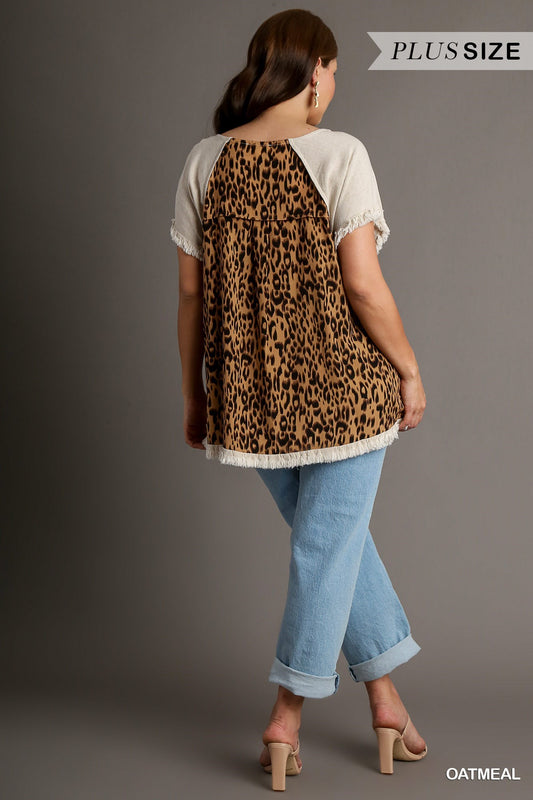 "Emily" Leopard Scoop Back Curvy Top