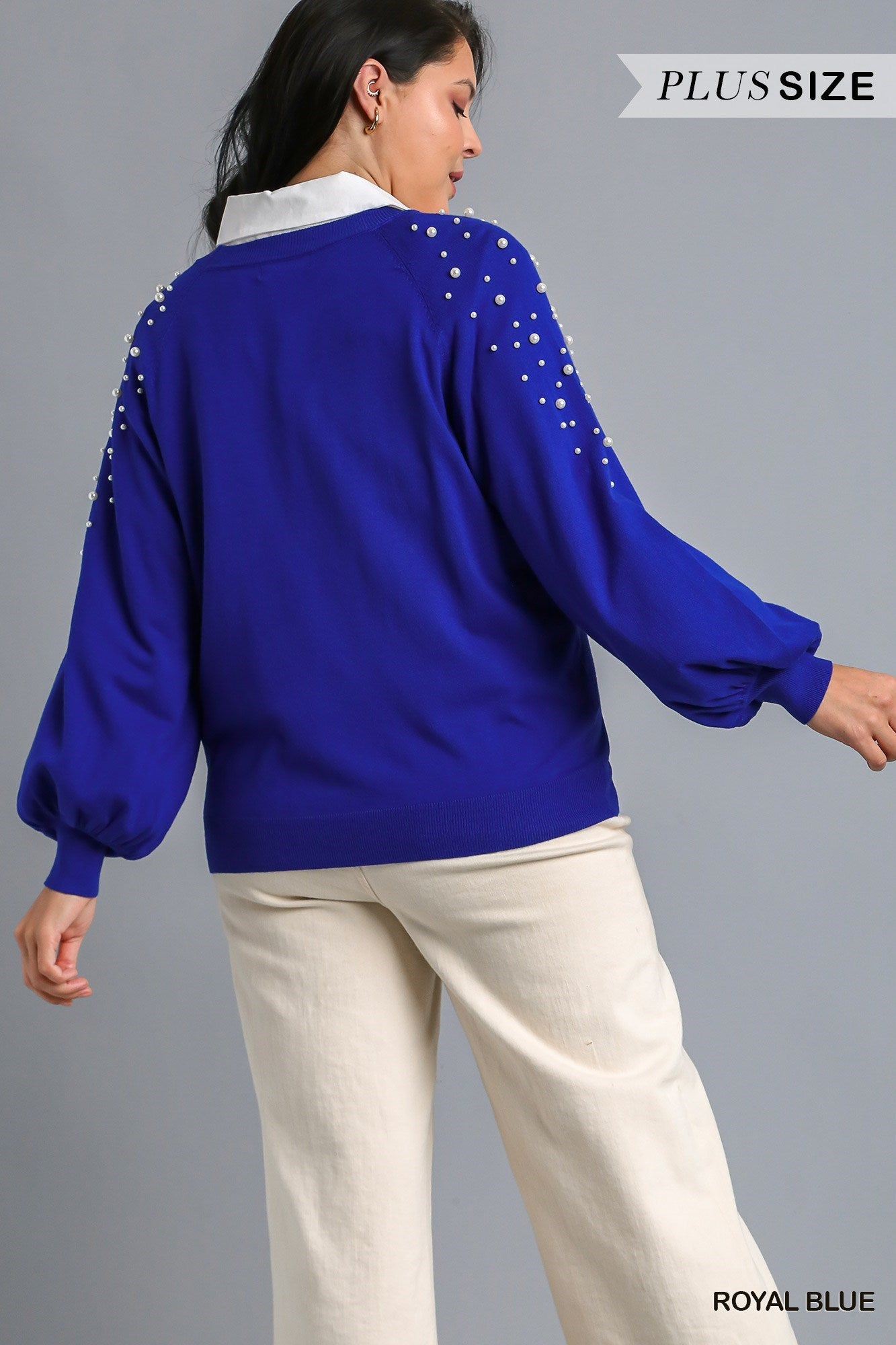 "Janice" Pearl Detail Long Sleeve Sweater