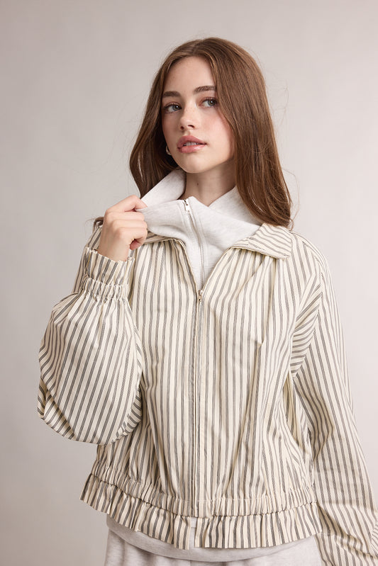 "Kasey" Striped Zip Up Jacket