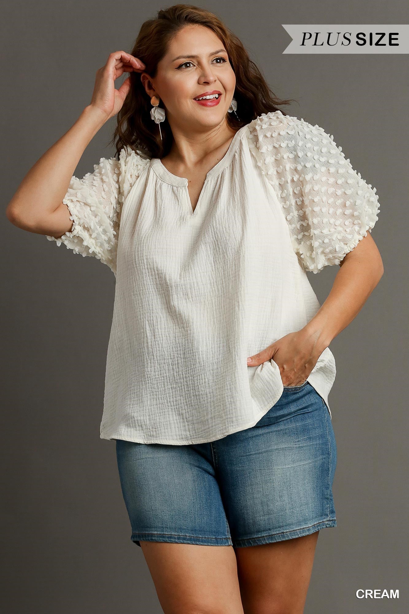 "ALESIA" Floral Applique Sleeve Top