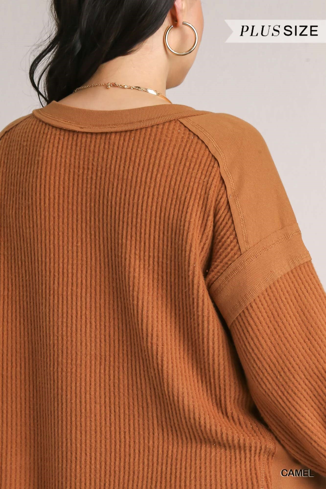 Long Sleeve Spring Waffle Curvy Top