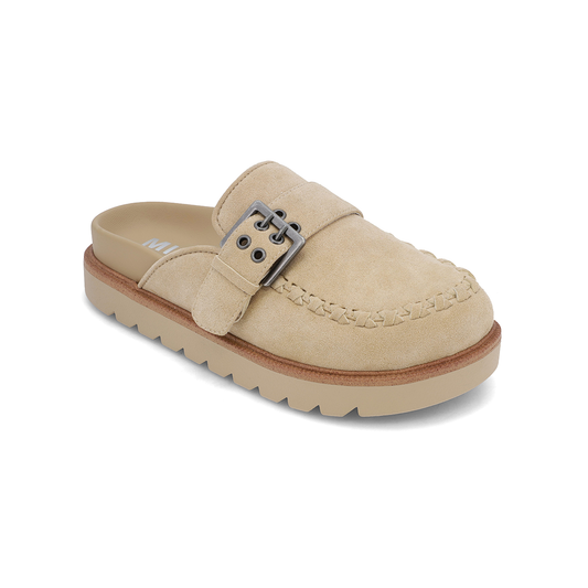 MIA "Zaina" Buckle Suede Mules