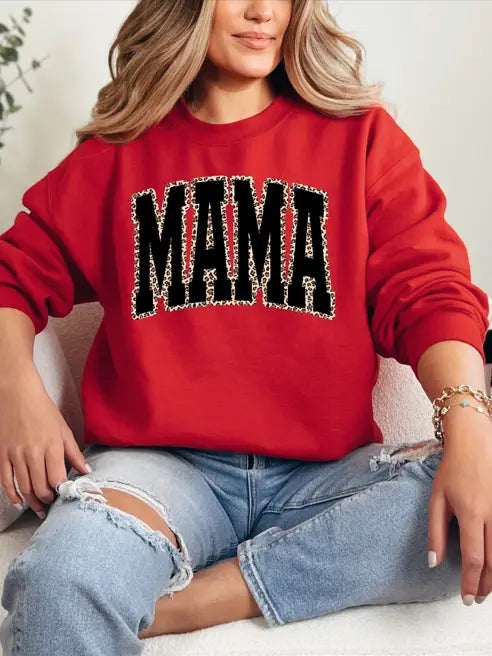 Leopard "MAMA" Red Sweatshirt