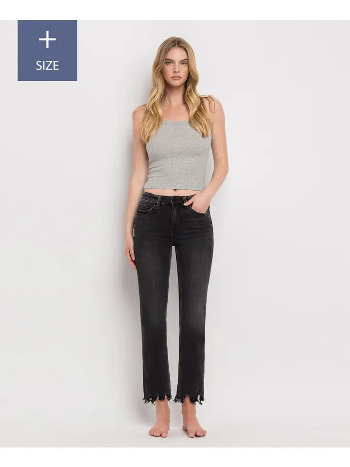 Plus Size High Rise Slim Straight Jeans