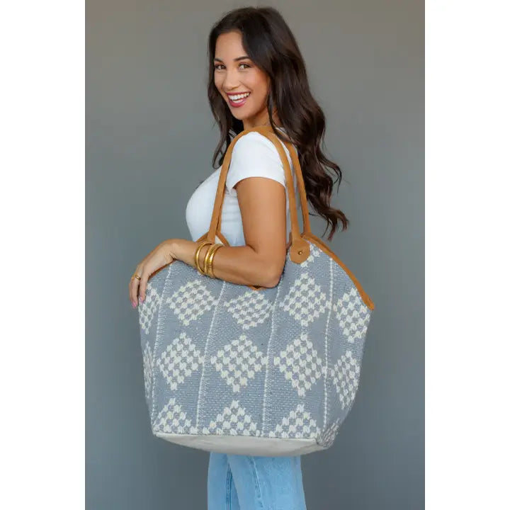 Pinache Grey Diamond Tote Bag