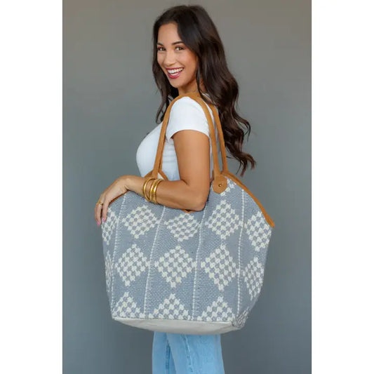 Pinache Grey Diamond Tote Bag