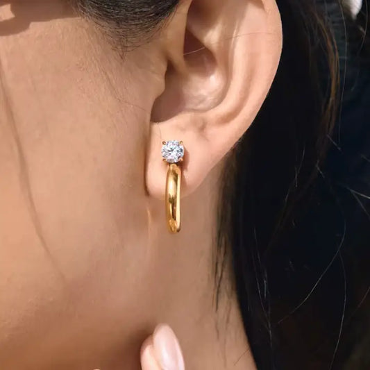 SAVVY BLING Solitaire Hoop Earrings