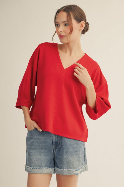 "Bella" Soft V Neck Solid Top