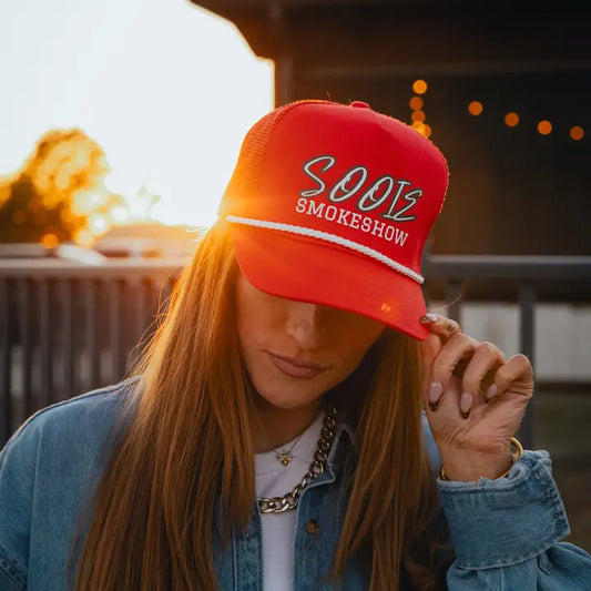 "Sooiee Smokeshow" Corded Detail Trucker Hat