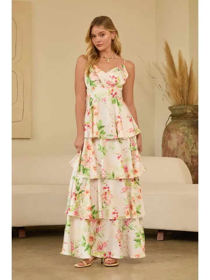 "Marcie" Ruffled Floral Maxi Dress