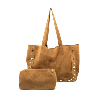 BC Bags Studded Suede Tote