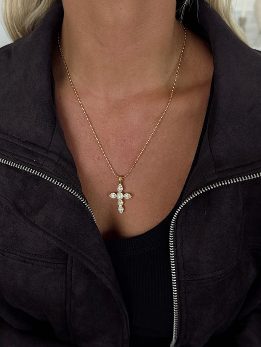 CHANSUTTPEARLS "Noelle" Cross Necklace