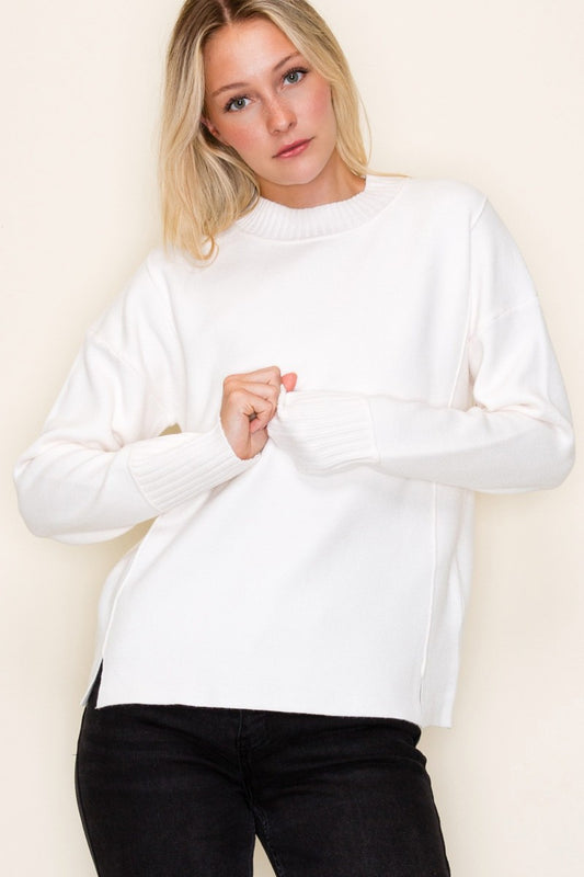 "Stacy" Mock Neck Ribbed Cuff Sweater (Multiple Colors)