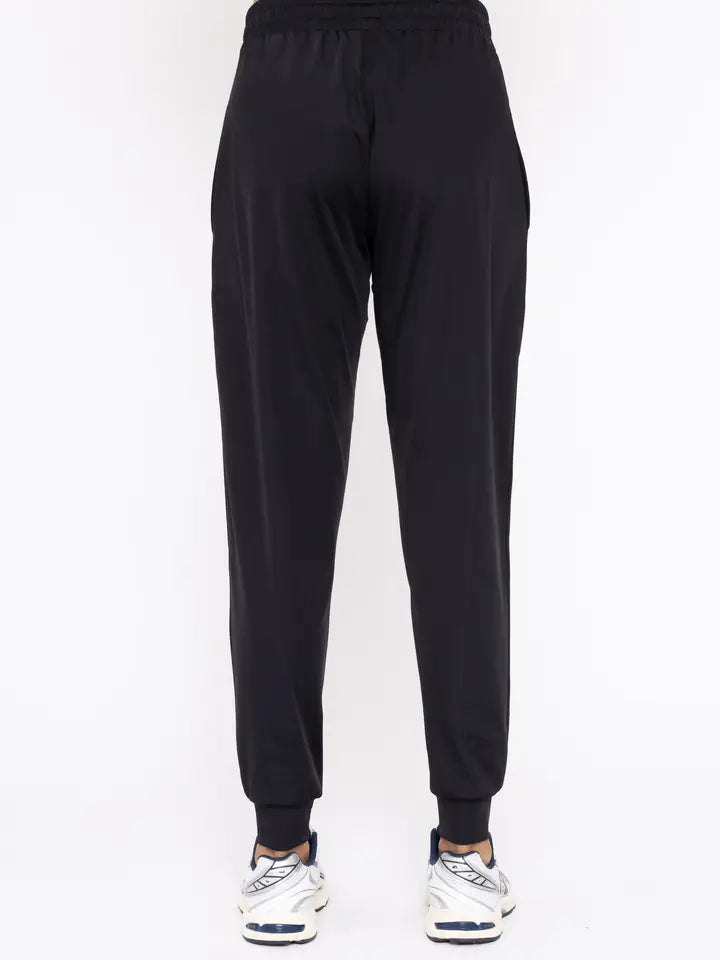 MONO B Solid Pleated Front Joggers (Black)