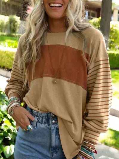 "Maylee" Striped Oversized Long Sleeve Tee