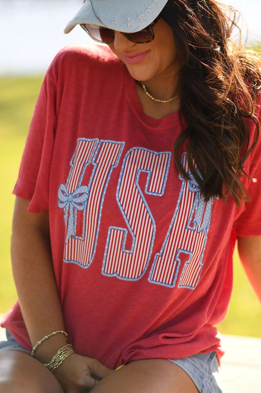USA Stripes and Bows Tee