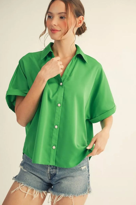 "Mayci" Pearl Button Up