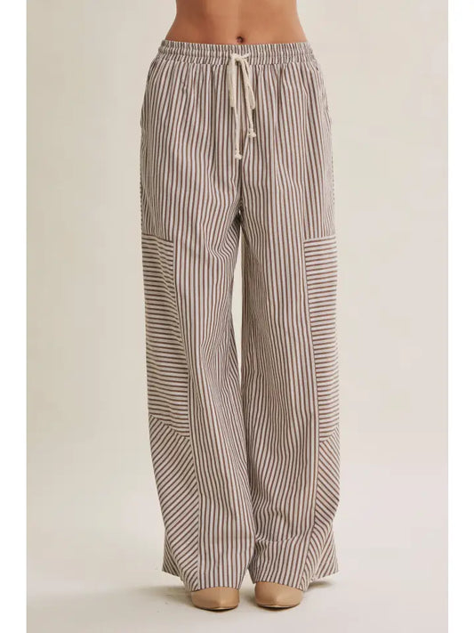 "Morning Coffee" Striped Wide Leg Pants