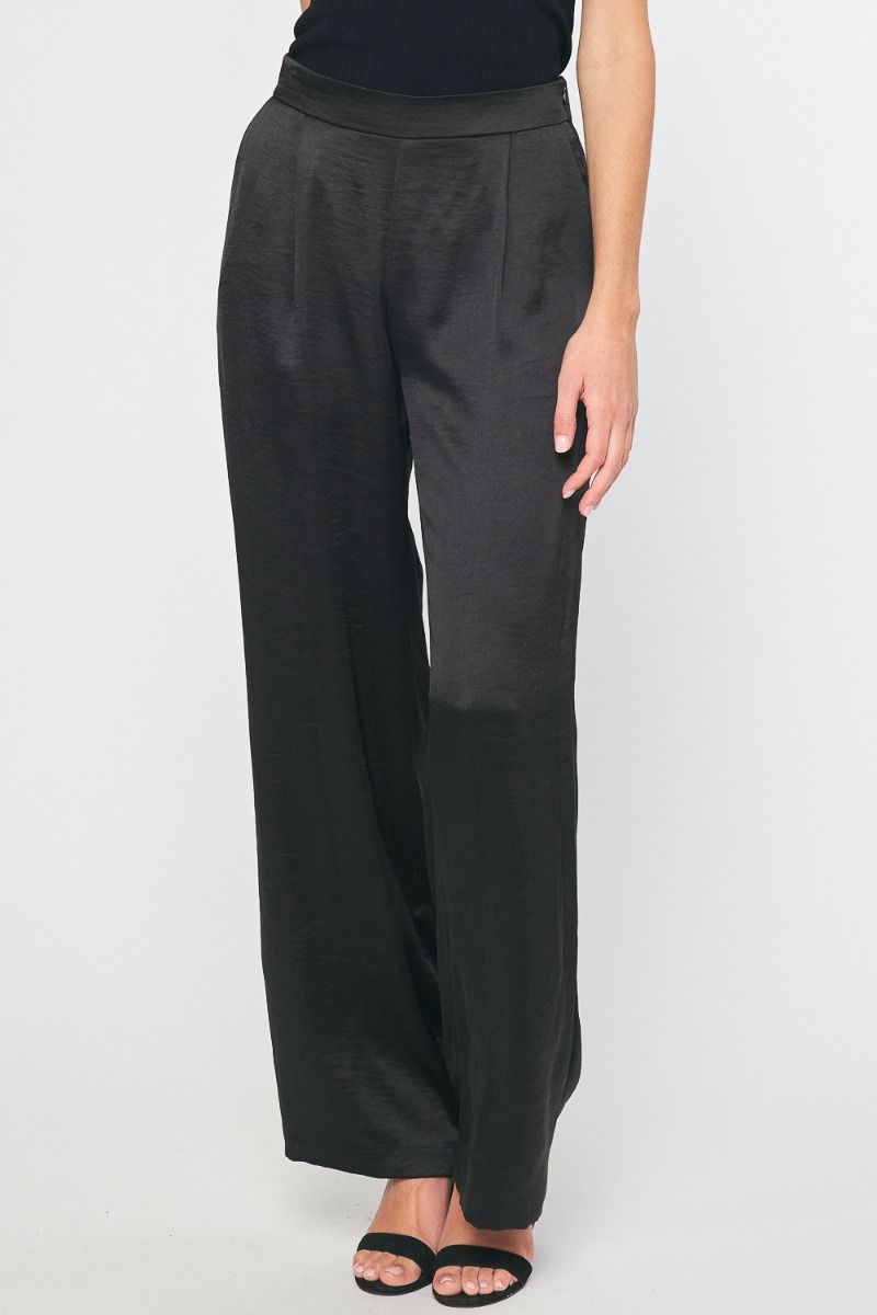 "Tammi" Satin High Waisted Wide Leg Pants