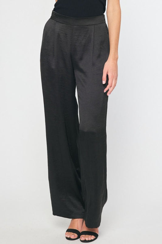 "Tammi" Satin High Waisted Wide Leg Pants