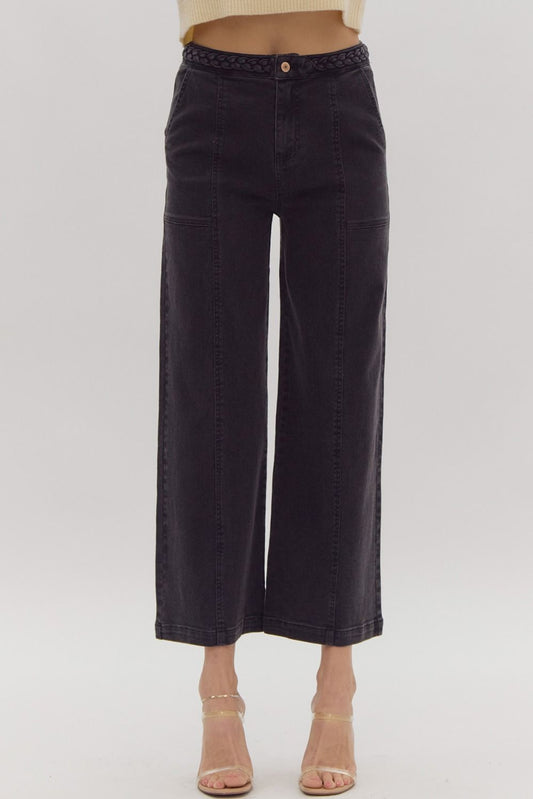 Entro Braided Belt Wide Leg Denim