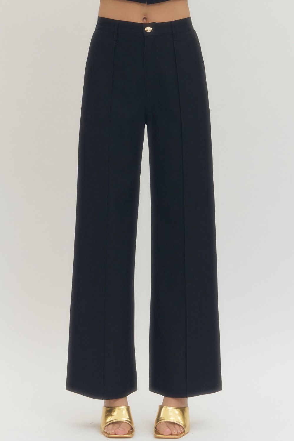 "Chicky" Chic' Black High Waisted Denim Dress Pants