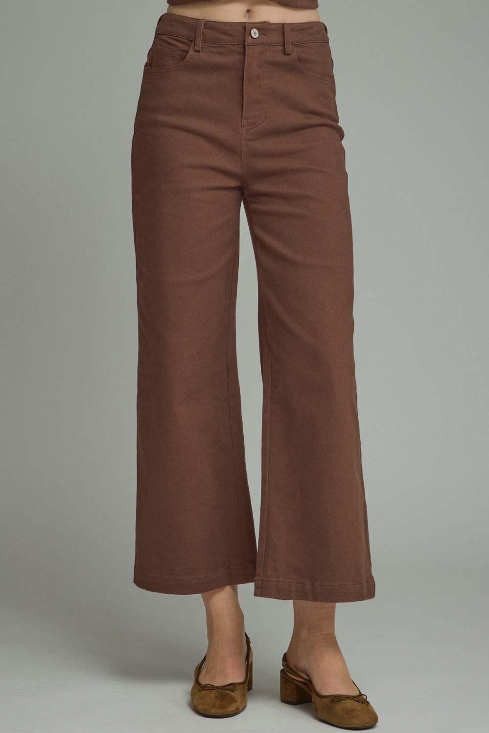 Brown Cropped Wide Leg Pants