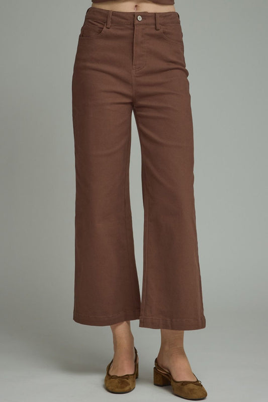 Brown Cropped Wide Leg Pants
