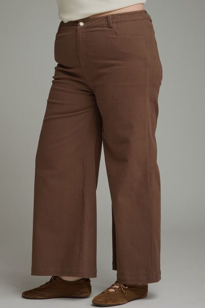 Brown Cropped Wide Leg Pants (S-2XL)