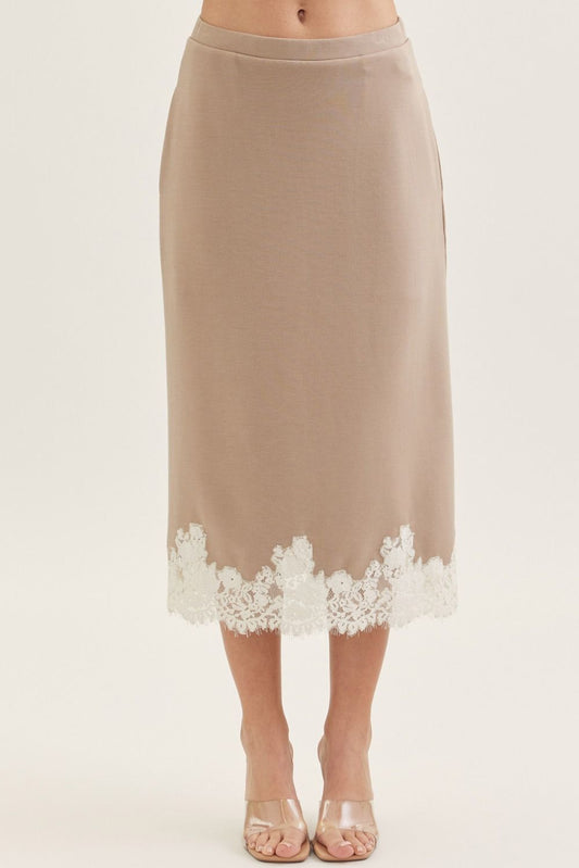 Maxi Skirt with Lace Trim