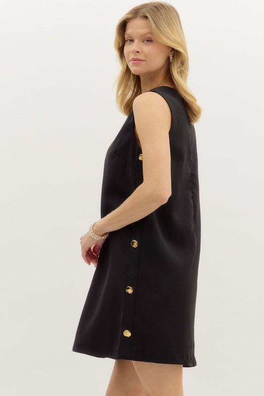 "Amber" Gold Button Detail Slip Dress