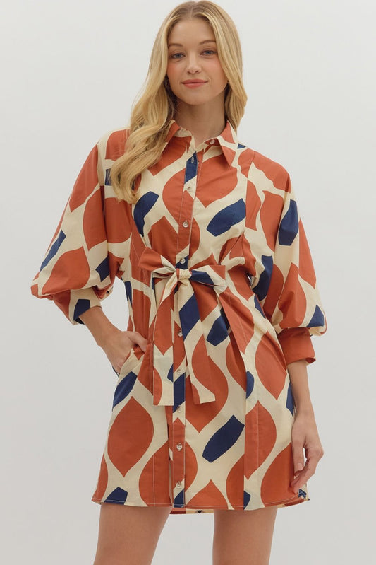 "Lizzy" Fall Escape Front Tie Dress